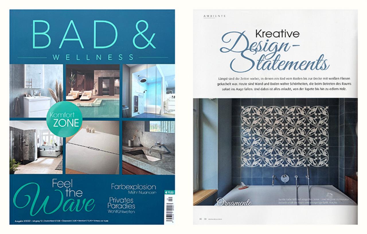 Abbildung Cover der Zeitschrift Bad&Wellness mit einem Bericht über VIA Produkte