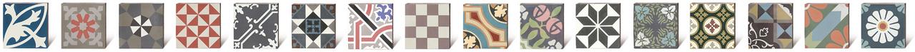 verschiedene Varianten der Zementmosaikplatten 