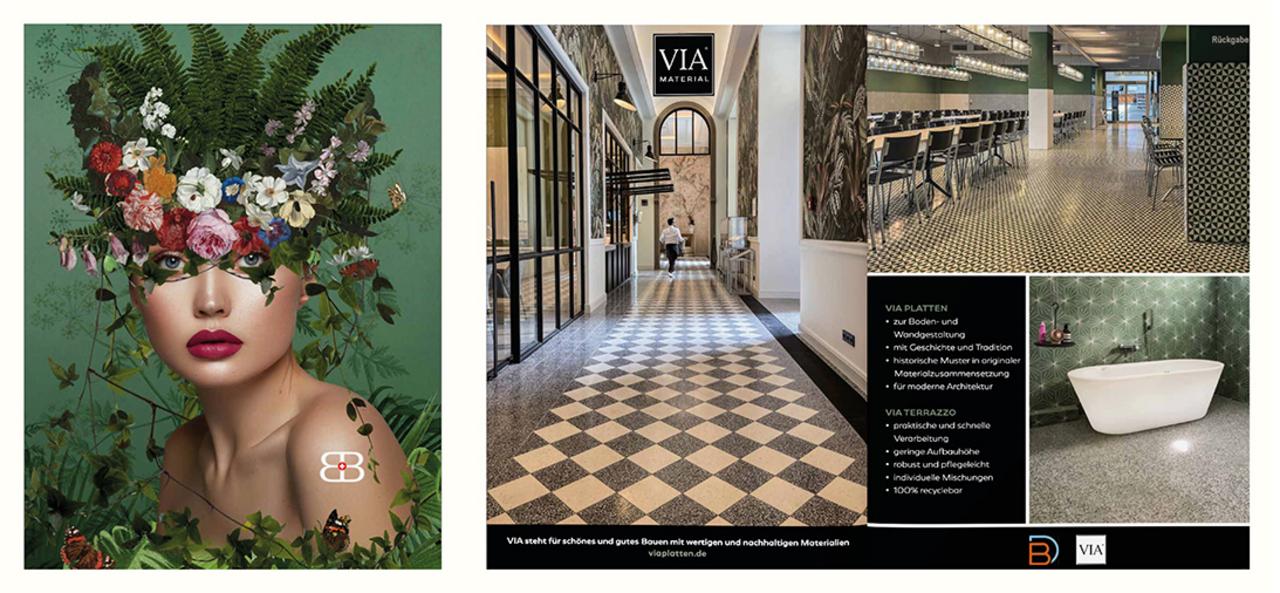 Abbildung Cover der Zeitschrift BAUBIBLE mit einer Anzeige von VIA Produkte