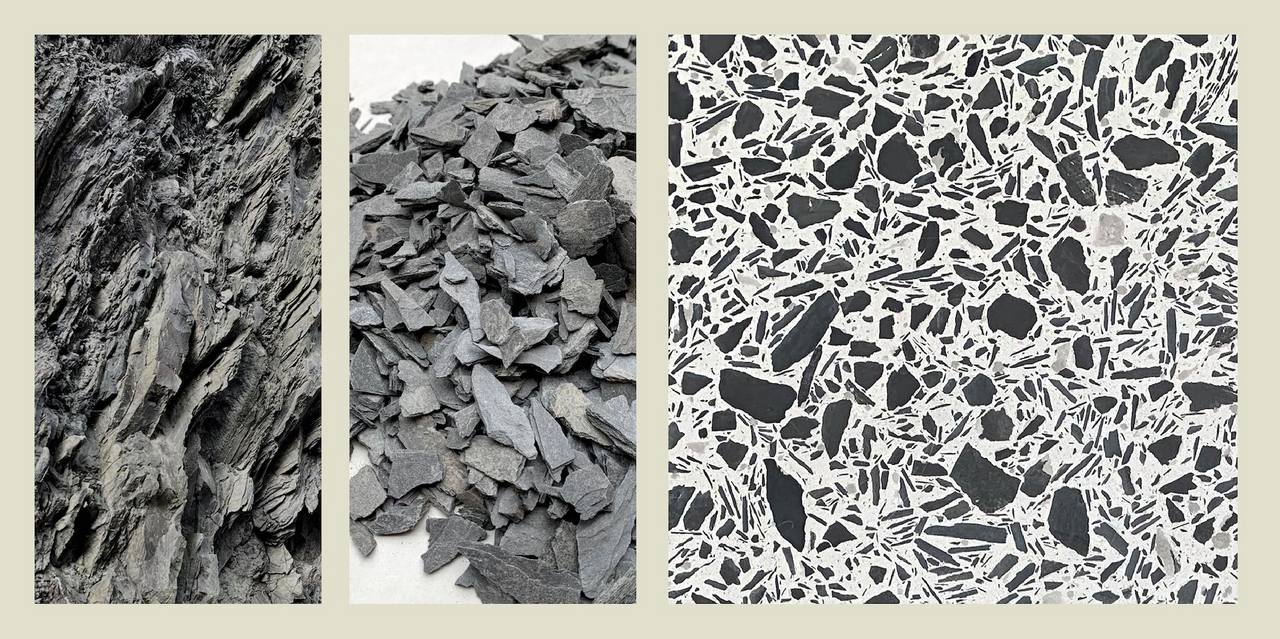 Bildstrecke Terrazzo-Sondermischung mit Mittelrheinschiefer