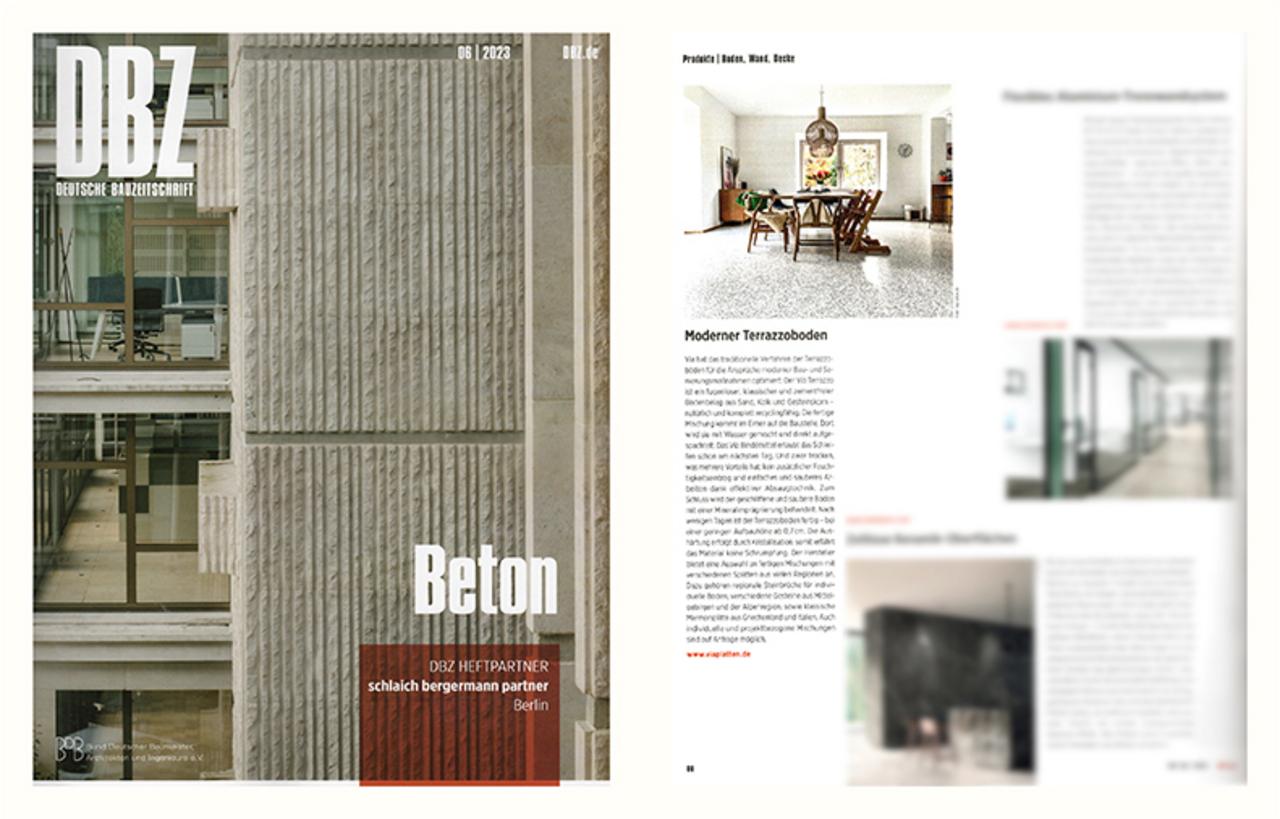 Abbildung Cover der Zeitschrift DBZ mit einem Bericht über VIA Produkte