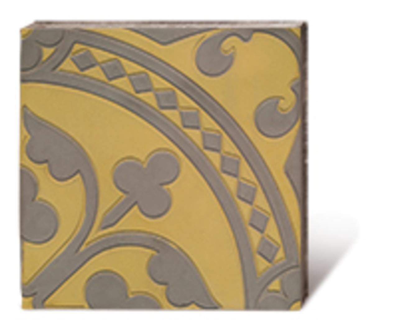 Via VIA Zementfliese 51057 historisches Muster grau gelb Riffelplatte Kirchenboden