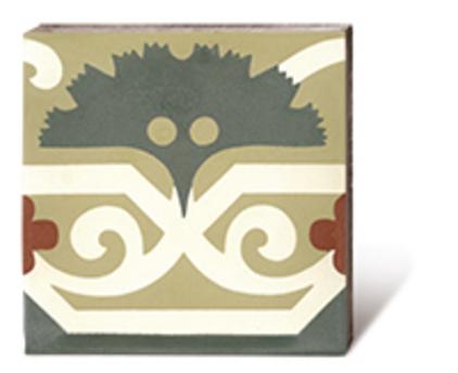 Produktbild Zementmosaikplatte Randplatte historisches Muster in hellen Tönen