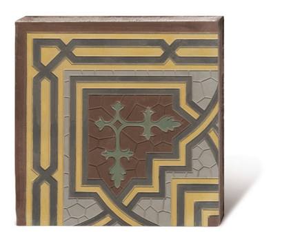 Zementmosaikplatte Eckplatte Riffelplatte in Farbtönen braun grau hellgelb