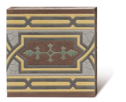 Zementmosaikplatte Randplatte Riffelplatte in Farbtönen braun grau hellgelb