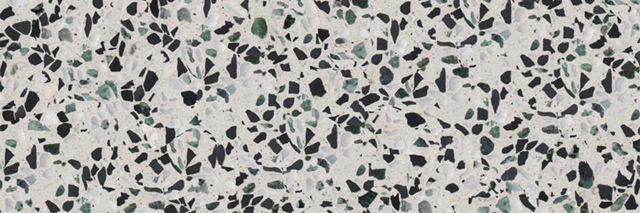 Terazzoplatten Terrazzo hell mit grau schwarz grünen Akzenten 