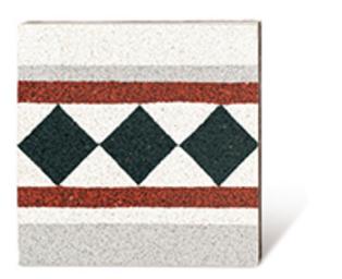 gemusterte Randplatte Randfliese Terrazzo fein schwarz hellgrau weiss rot