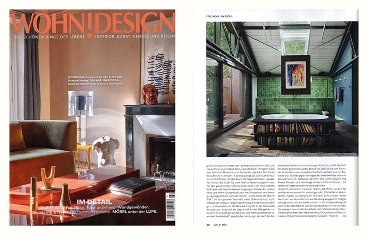 Abbildung Cover der Zeitschrift Wohn!Design mit einem Bericht über VIA Produkte